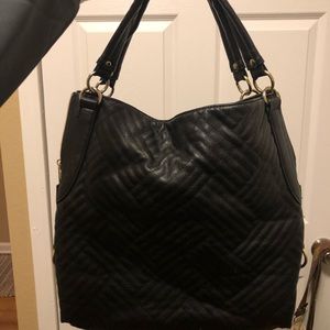 olivia + joy Black Quilted Faux Leather Bag
